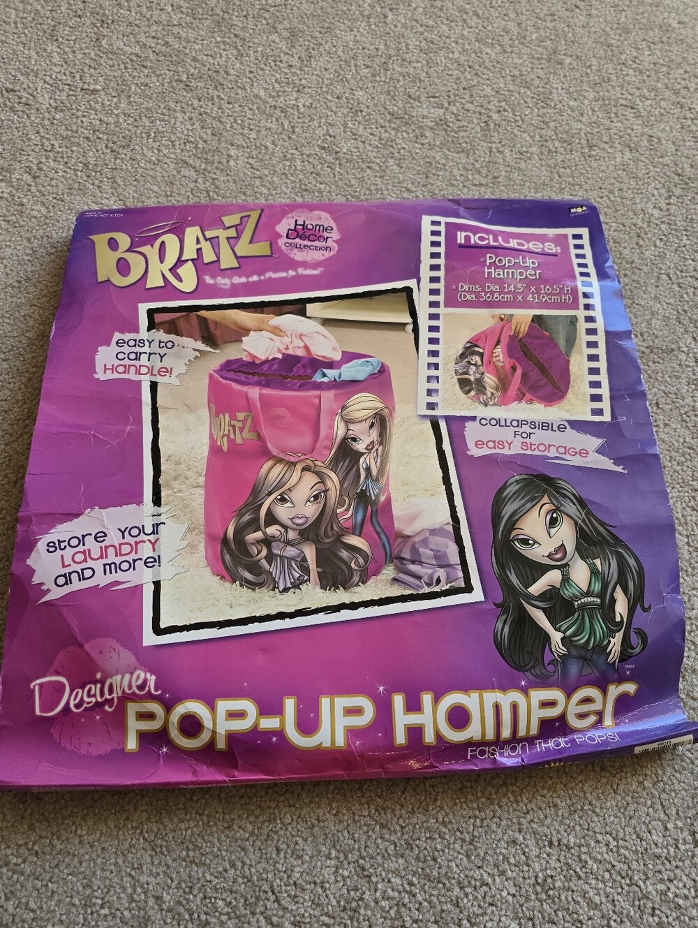 Vintage Y2K Bratz Home Decor Collection Pop-Up Hamper